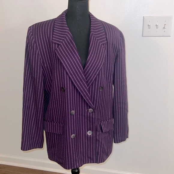 Pendleton Virgin Wool Double Breasted Pinstripe Blazer, Sz. 16 - Picture 1 of 7